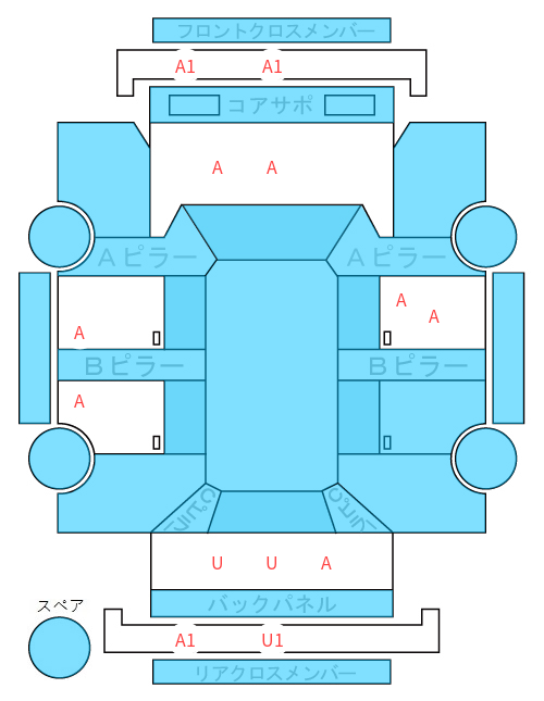 Body condition diagram (damage marks, Japanese labels)