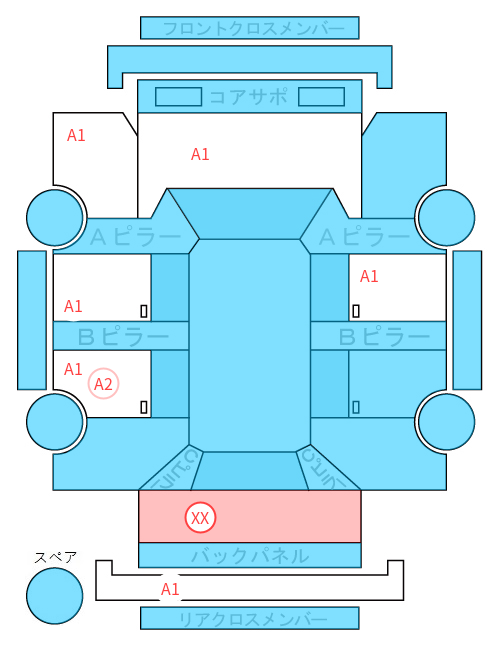 Body condition diagram (damage marks, Japanese labels)