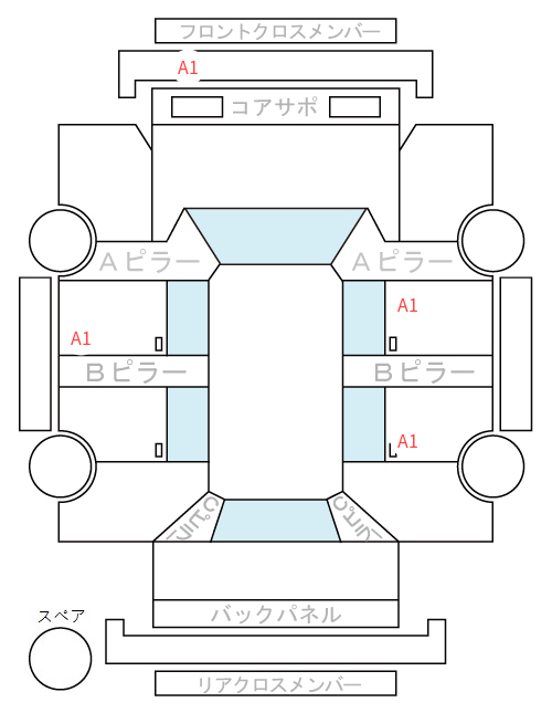 Body condition diagram (damage marks, Japanese labels)