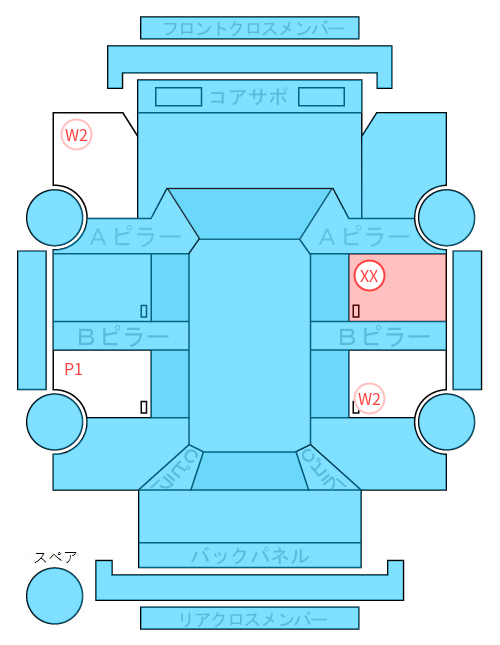 Body condition diagram (damage marks, Japanese labels)