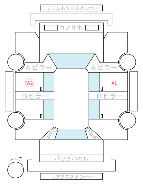Body condition diagram (damage marks, Japanese labels)