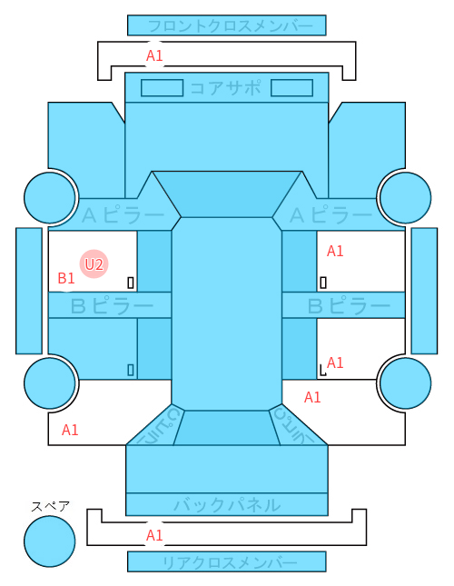 Body condition diagram (damage marks, Japanese labels)
