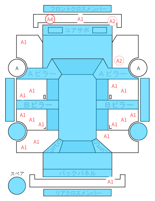 Body condition diagram (damage marks, Japanese labels)