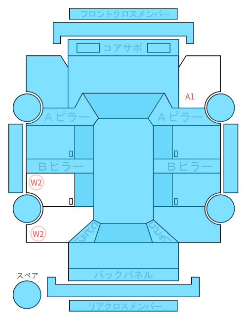 Body condition diagram (damage marks, Japanese labels)