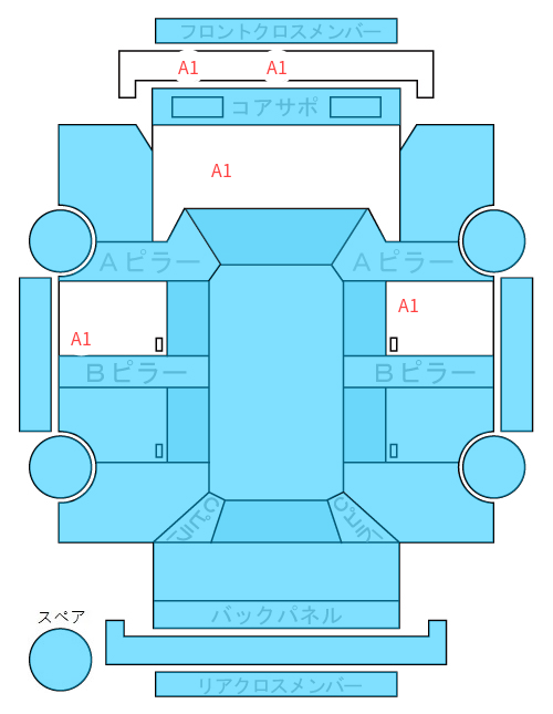 Body condition diagram (damage marks, Japanese labels)