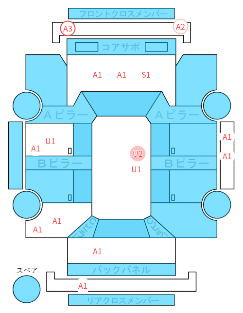 Body condition diagram (damage marks, Japanese labels)