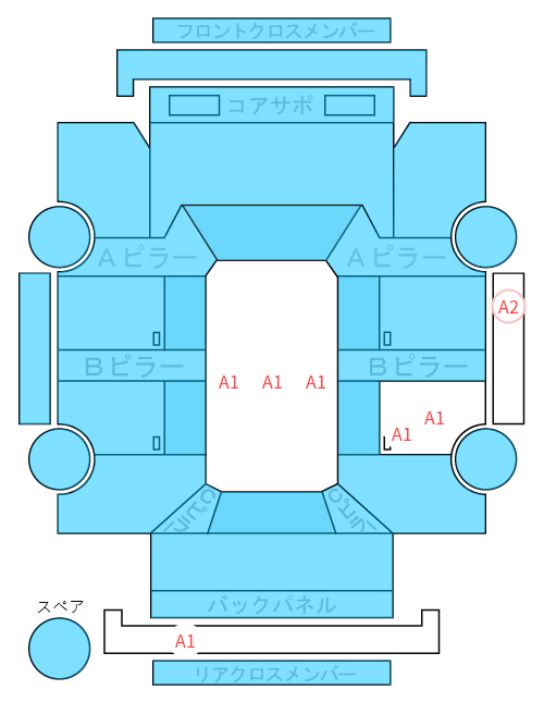 Body condition diagram (damage marks, Japanese labels)