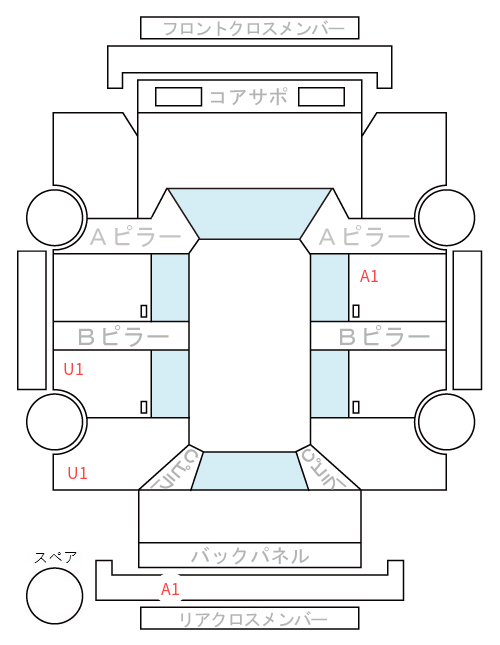 Body condition diagram (damage marks, Japanese labels)