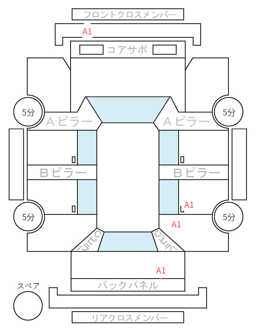 Body condition diagram (damage marks, Japanese labels)