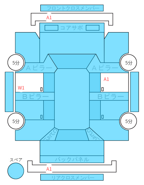Body condition diagram (damage marks, Japanese labels)