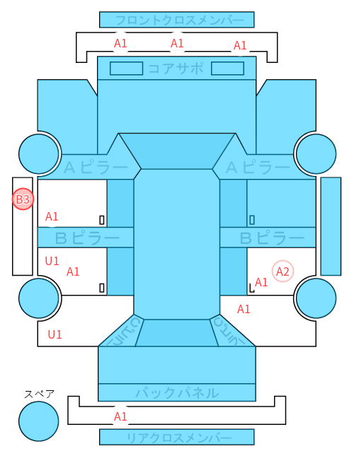 Body condition diagram (damage marks, Japanese labels)