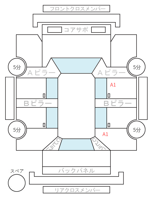 Body condition diagram (damage marks, Japanese labels)