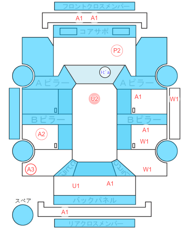 Body condition diagram (damage marks, Japanese labels)