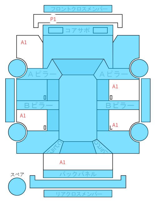 Body condition diagram (damage marks, Japanese labels)