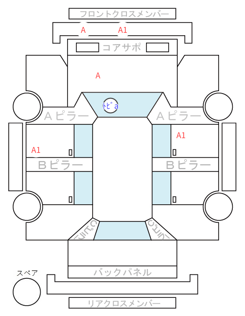 Body condition diagram (damage marks, Japanese labels)