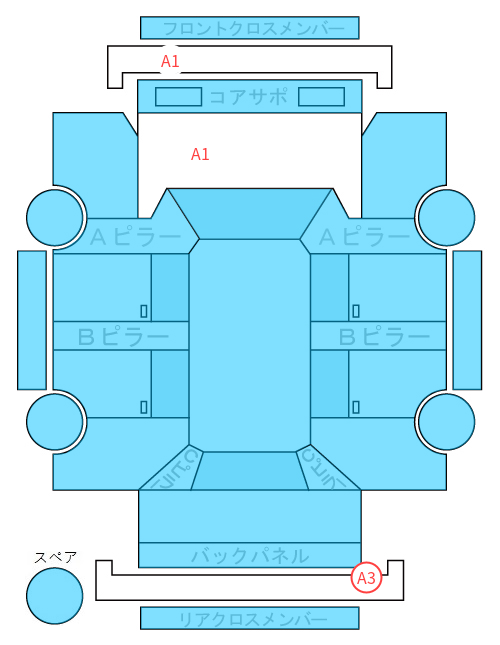 Body condition diagram (damage marks, Japanese labels)