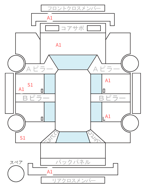 Body condition diagram (damage marks, Japanese labels)