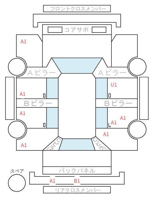Body condition diagram (damage marks, Japanese labels)