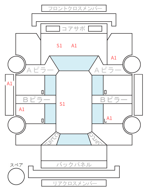Body condition diagram (damage marks, Japanese labels)