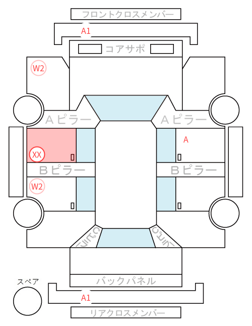Body condition diagram (damage marks, Japanese labels)
