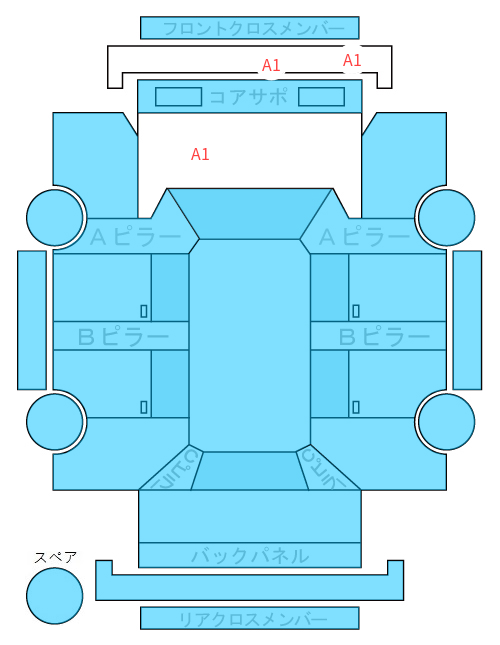 Body condition diagram (damage marks, Japanese labels)