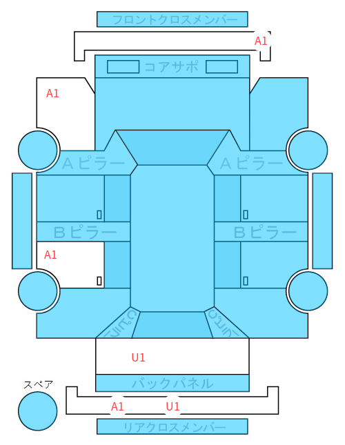 Body condition diagram (damage marks, Japanese labels)