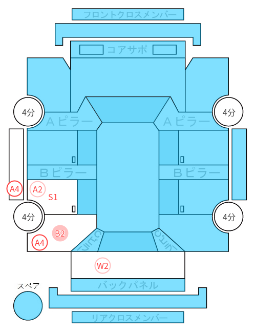 Body condition diagram (damage marks, Japanese labels)