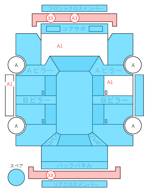 Body condition diagram (damage marks, Japanese labels)