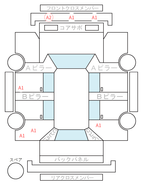 Body condition diagram (damage marks, Japanese labels)