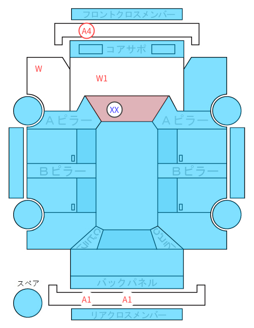 Body condition diagram (damage marks, Japanese labels)