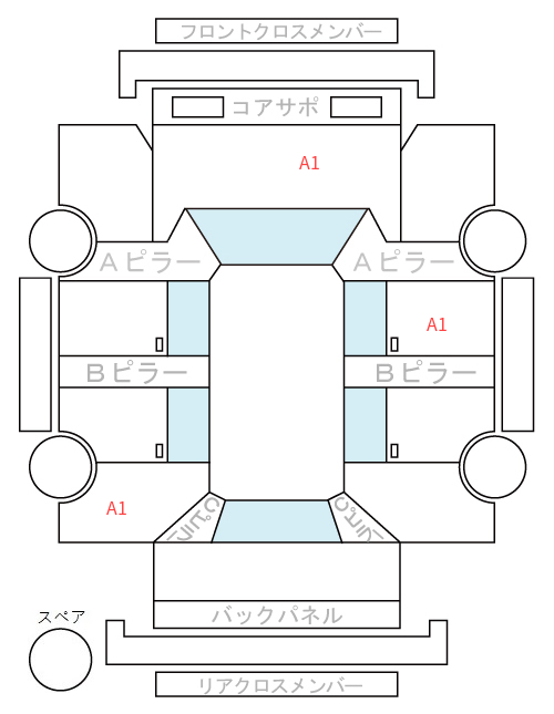 Body condition diagram (damage marks, Japanese labels)