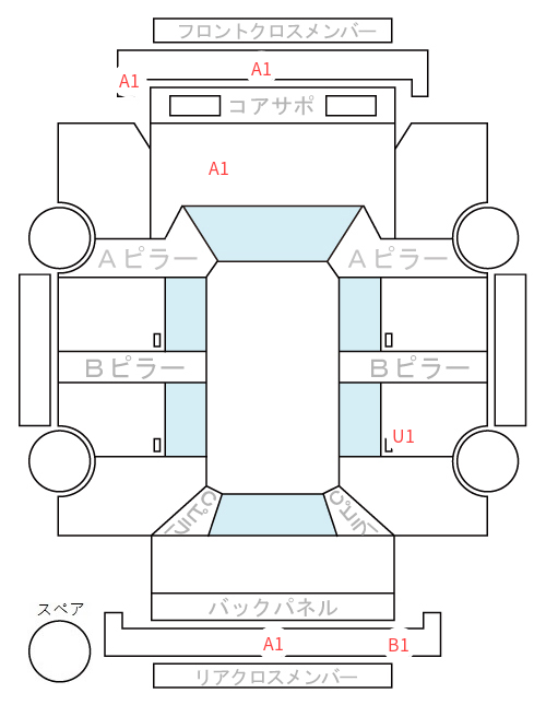 Body condition diagram (damage marks, Japanese labels)