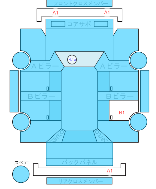 Body condition diagram (damage marks, Japanese labels)