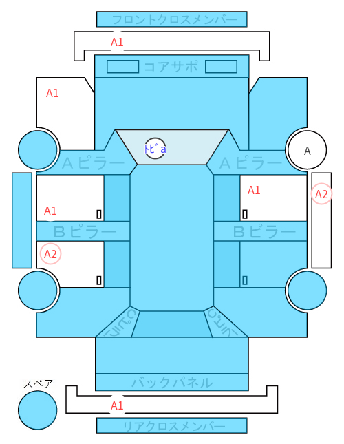 Body condition diagram (damage marks, Japanese labels)