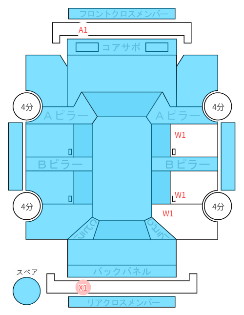 Body condition diagram (damage marks, Japanese labels)