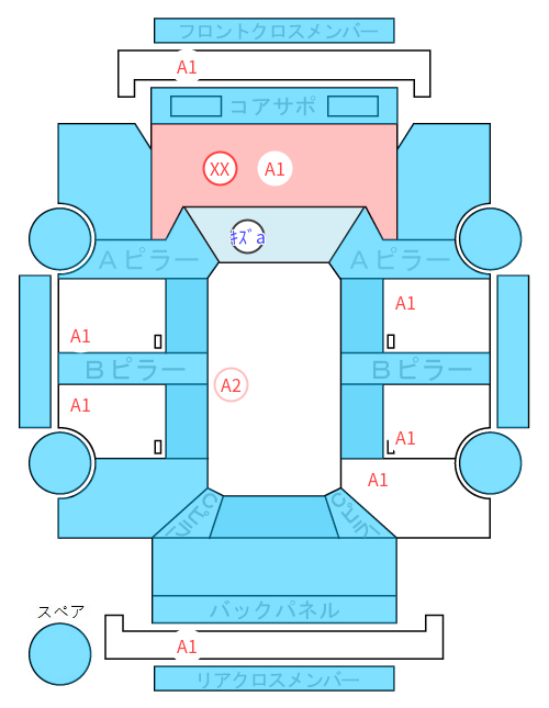 Body condition diagram (damage marks, Japanese labels)