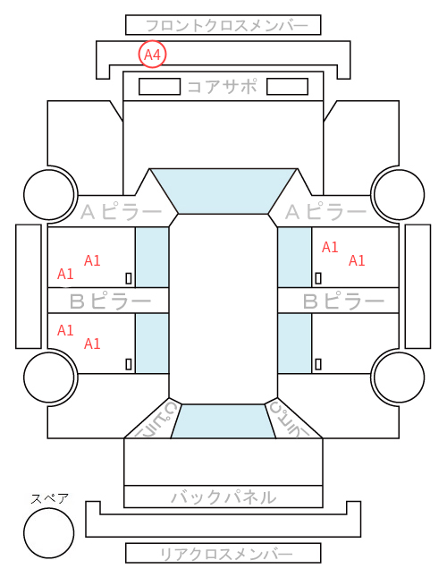 Body condition diagram (damage marks, Japanese labels)