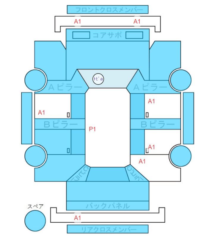 Body condition diagram (damage marks, Japanese labels)
