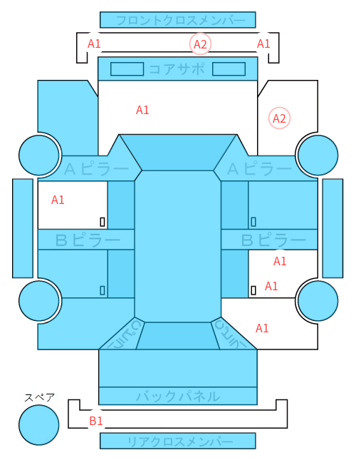 Body condition diagram (damage marks, Japanese labels)