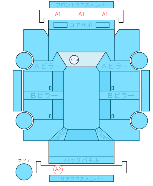 Body condition diagram (damage marks, Japanese labels)