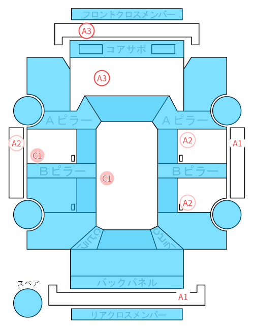 Body condition diagram (damage marks, Japanese labels)