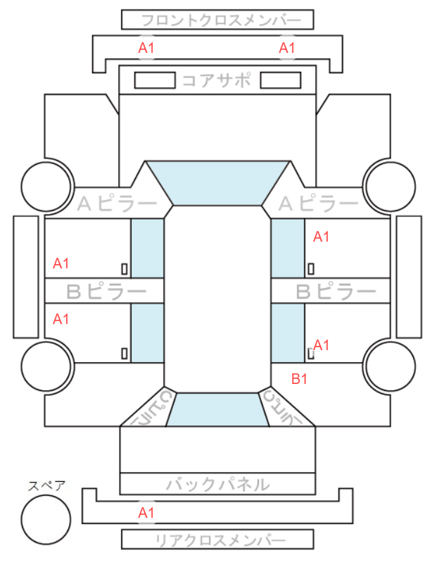 Body condition diagram (damage marks, Japanese labels)