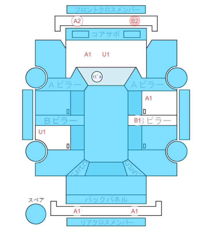 Body condition diagram (damage marks, Japanese labels)