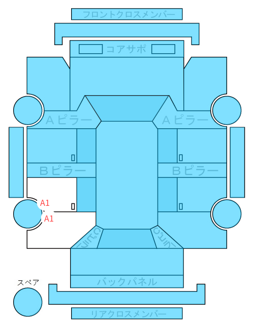 Body condition diagram (damage marks, Japanese labels)