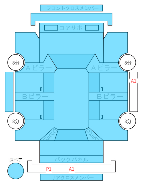 Body condition diagram (damage marks, Japanese labels)
