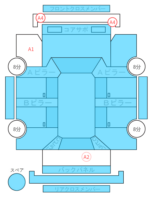 Body condition diagram (damage marks, Japanese labels)