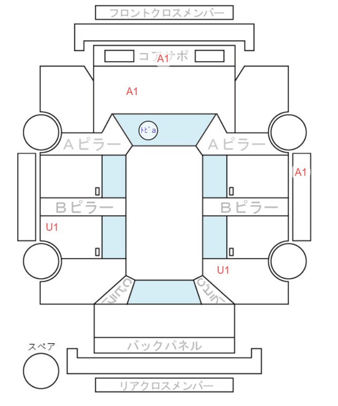 Body condition diagram (damage marks, Japanese labels)