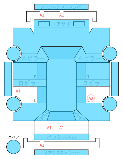Body condition diagram (damage marks, Japanese labels)