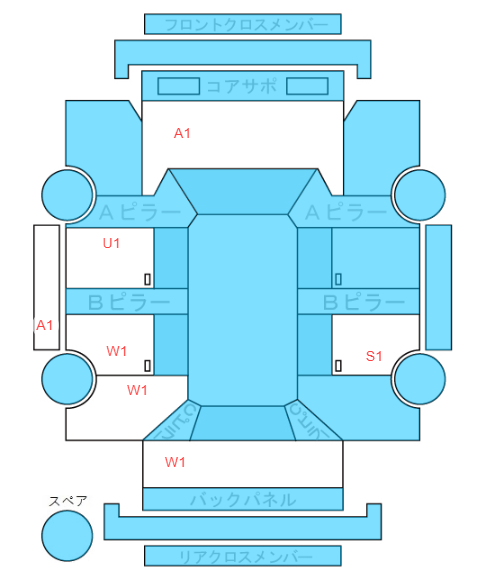 Body condition diagram (damage marks, Japanese labels)