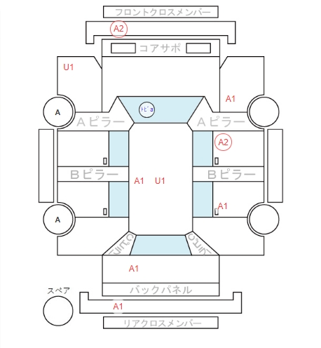 Body condition diagram (damage marks, Japanese labels)